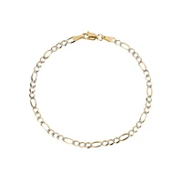 Bracelet de cheville figaro 9'' - Or 2-tons 10K (jaune et blanc) | Doucet Latendresse