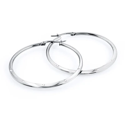 Hoop earrings - Steel & Cubic Zirconia. Color: white | Doucet Latendresse