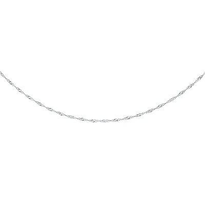 Chaîne Singapour 12'' pour bébé - Or blanc 10K. Color: blanc | Doucet Latendresse