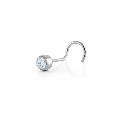 Nose stud  -  14K white gold & cubic zirconia. Color: white | Doucet Latendresse