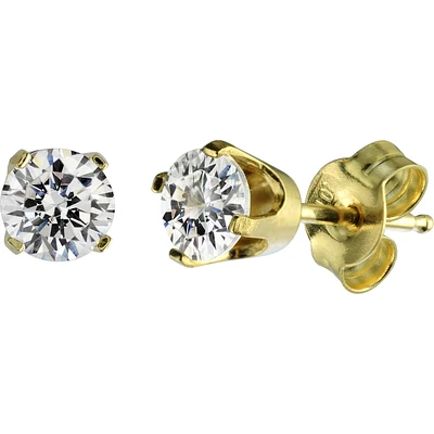 Boucles d'oreilles en Or jaune 14K sertis de Cubique Zircons de 50pts.. Color: jaune | Doucet Latendresse