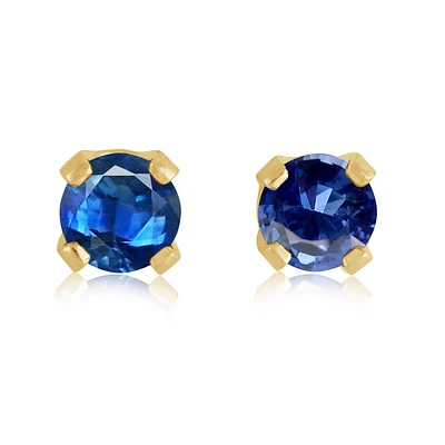 Stud Earrings - 14K yellow Gold & approximately 3mm Sapphire (September). Color: yellow | Doucet Latendresse