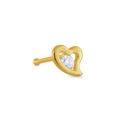 Boucle de Nez coeur  - Or jaune 14K & Zirconium cubique. Color: jaune | Doucet Latendresse