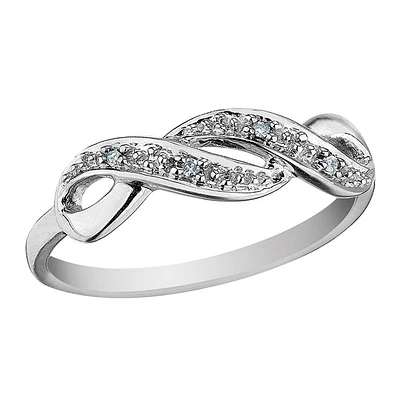 Infinity promise ring with diamonds 0.03 Carat - In 10K white gold. Color: white | Doucet Latendresse