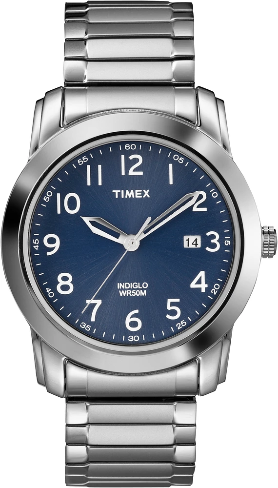 Timex watch for men with a stainless steel expansion band. INDIGLO® night-light. QUICK-DATE® feature. | Doucet Latendresse