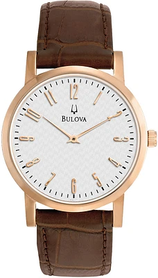 Montre Bulova à quartz pour homme - Boîtier en acier inoxydable & Bracelet en cuir | Doucet Latendresse