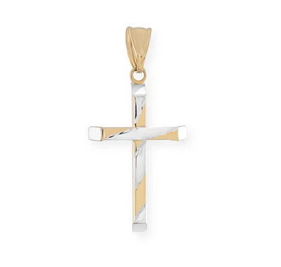 Pendentif croix - Or 2-tons 10K (jaune et blanc). Color: 2 tons | Doucet Latendresse