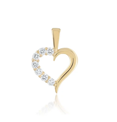 Pendentif coeur sertis de zircons cubiques - en or jaune 10K - Coeur mesure 1.2cm par 1.2cm. Color: jaune | Doucet Latendresse
