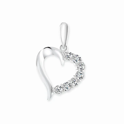 Pendentif coeur sertis de zircons cubiques - en or blanc 14K - Coeur mesure 1.2cm par 1.2cm. Color: blanc | Doucet Latendresse