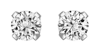 Stud earrings - Sterling silver & Cubic zirconia 2X0.25 Carat. Color: silver | Doucet Latendresse