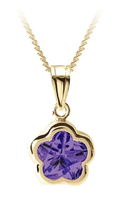 Flower BFLY pendant for babies with amethyst (month of February) - 14K yellow Gold. Color: yellow | Doucet Latendresse