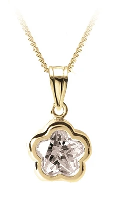 Flower BFLY pendant for babies with white topaz (month of April) - 14K yellow Gold. Color: yellow | Doucet Latendresse