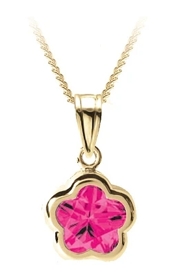 Flower BFLY pendant for babies with created ruby (month of July) - 14K yellow Gold. Color: yellow | Doucet Latendresse