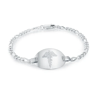 Bracelet medical 7''  pour femme - Argent sterling. Color: blanc | Doucet Latendresse