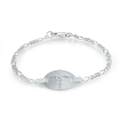 Bracelet médical pour femme - Argent sterling. Color: blanc | Doucet Latendresse