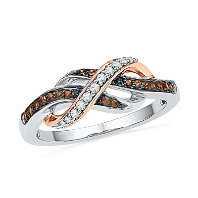 Diamond ring 0.20 Carats T.W. in sterling silver and 10K rose gold. Color: white | Doucet Latendresse
