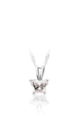 BFLY pendant for babies in sterling silver with cubic zirconia (month of April) - Chain included. Color: silver | Doucet Latendresse