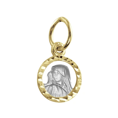 Mini-Madonna pendant for children - 10K 2-Tone Gold (yellow and white). Color: 2 tone | Doucet Latendresse