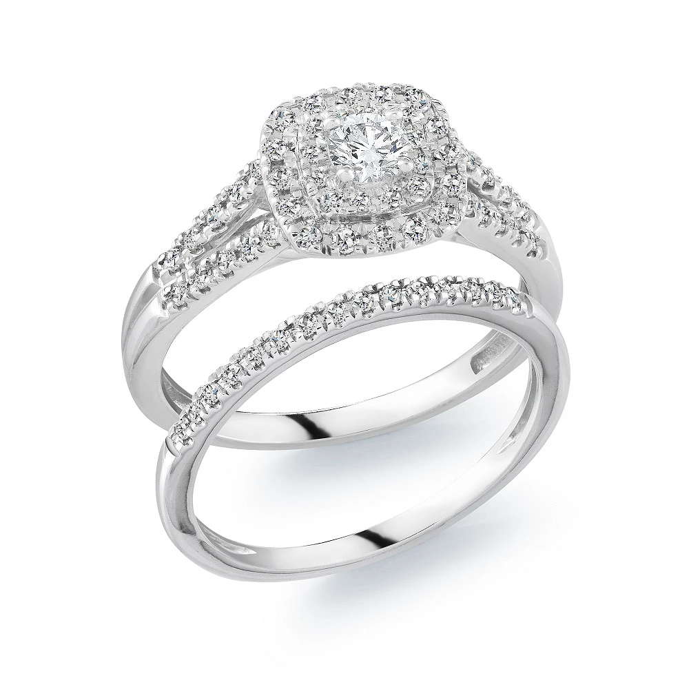 Set de mariage 10K multi diamants. Color: blanc | Doucet Latendresse