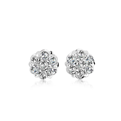 Boucles d'oreilles fixes vissées - Or blanc 14K & Diamants totalisant 25pts.. Color: blanc | Doucet Latendresse