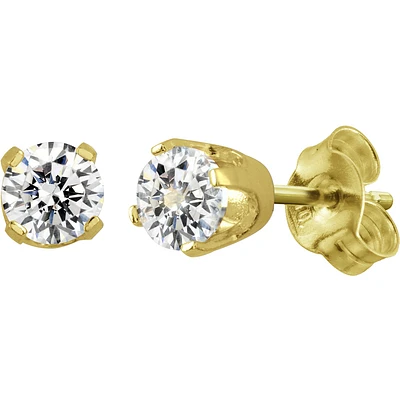 Boucles d'oreilles en Or jaune 14K sertis de cubique Zircon de 2 X 0.025 Carats. Color: jaune | Doucet Latendresse