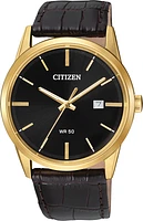 Citizen watch for men - Black dial with mineral crystal and quartz movement - Band in leather- Fonctions: Date | Doucet Latendresse