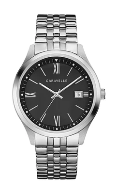 Caravelle NY Watch for Man - Stainless steel & Black dial with roman numerals | Doucet Latendresse