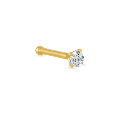 Nose stud set with cubic zirconia - 14K yellow Gold. Color: yellow | Doucet Latendresse