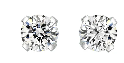 Screw back stud earrings - 14K white Gold & Diamonds 20pts.. Color: white | Doucet Latendresse