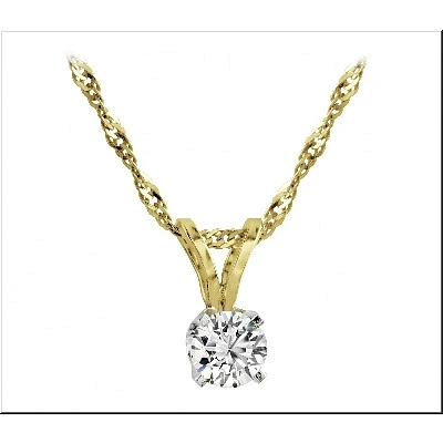 Pendentif sertis d'un diamant solitaire de 0.50 Carat - Or 2-tons 14K - Chaine incluse. Color: 2 tons | Doucet Latendresse