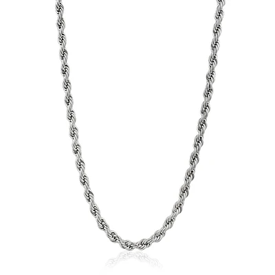 18-inch stainless steel rope chain. Color: silver | Doucet Latendresse