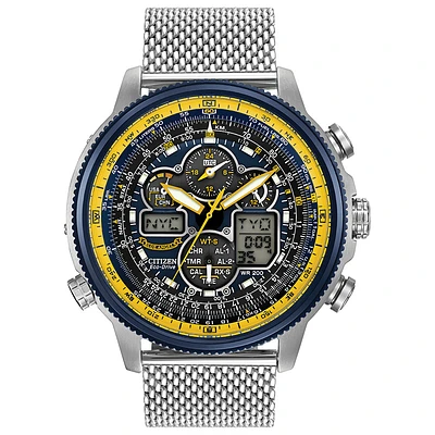 Montre Citizen Eco-Drive pour hommes - Verre mineral anti-reflet - Fonctions: -Temps atomique avec ajustement synchronisé de l’heure dans 43 villes internationals -Chronoraphe -Double fuseau horaire | Doucet Latendresse