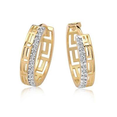 Hoop earrings for women - 10K yellow Gold & cubic zirconia. Color: yellow | Doucet Latendresse