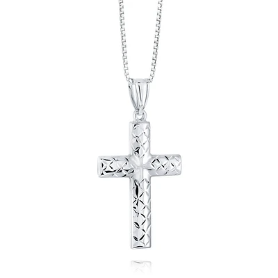 Pendentif croix pour femme - Argent sterling chaîne pas incluse. Color: blanc | Doucet Latendresse