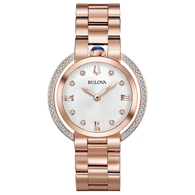 Rose Gold Tone Stainless Steel Diamond Bezel Watch – 32mm | Doucet Latendresse