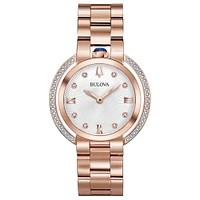 Montre en Acier Inoxydable Ton Or Rose avec Lunette Diamants – 32mm | Doucet Latendresse