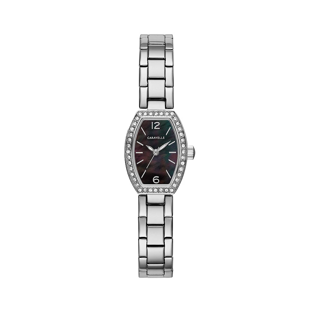 Caravelle NY Watch for Women - Stainless steel & Black mother-of-pearl dial with 40 crystals on case | Doucet Latendresse