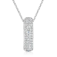 Pendentif triple rang pour femme - Or blanc 10K & Diamants - chaine 18