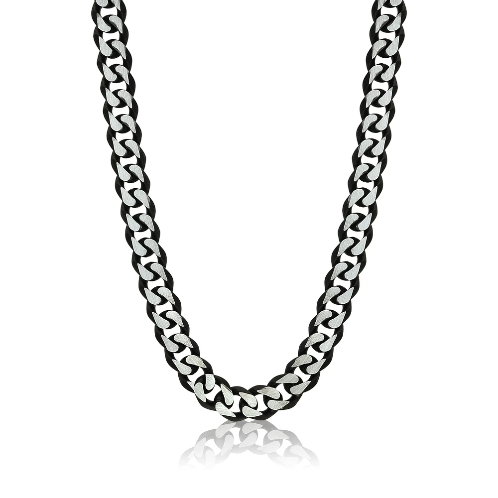 Chaîne gourmette 24'' pour homme - Acier inoxydable mat. Color: noir | Doucet Latendresse