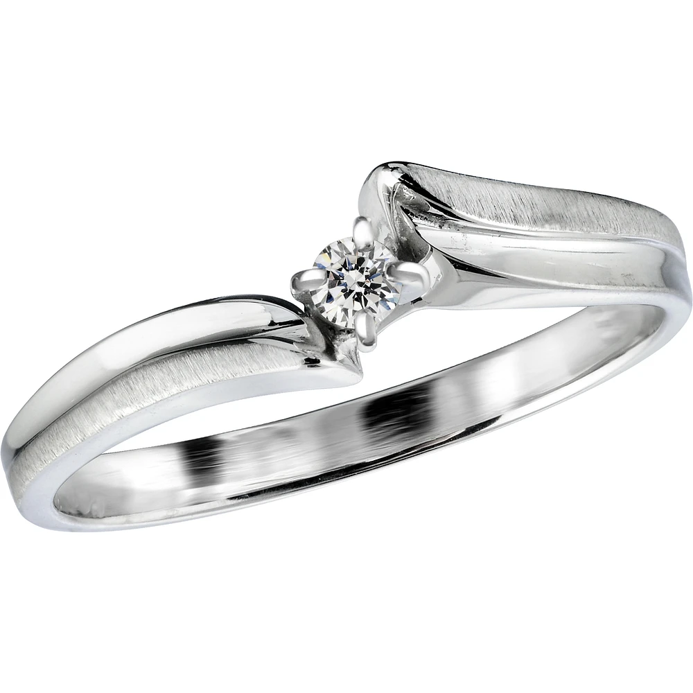 Lady's ring - 10K white Gold & Solitaire diamond 0.10 Carat. Color: white | Doucet Latendresse