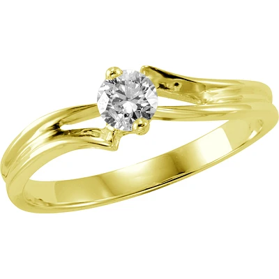 Lady's Solitaire Diamond ring 0.20 Carats T.W. with included Certificate in 14K yellow Gold. Color: yellow | Doucet Latendresse