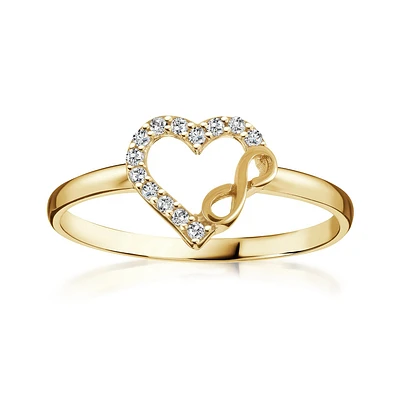 Heart ring for woman - 10K yellow gold & Cubic zirconia. Color: yellow | Doucet Latendresse