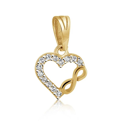 Heart pendant + Infinity symbol for woman - 10K yellow gold & Cubic zirconia. Color: yellow | Doucet Latendresse