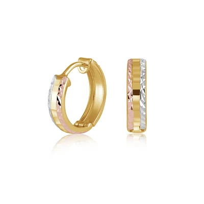 Hoop earrings for woman - 10K 3 tone gold. Color: 3 tone | Doucet Latendresse