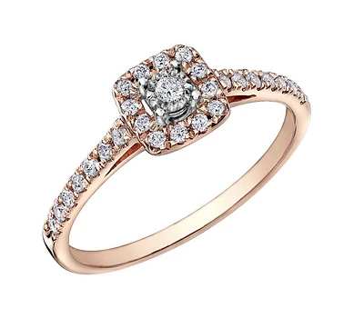 Éclat du Nord engagement ring for woman -10K rose gold & Canadian diamonds. Color: pink | Doucet Latendresse