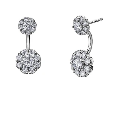 Flower stud earrings for woman - 14K white gold & Diamonds T.W. 1.00 Carat. Color: white | Doucet Latendresse