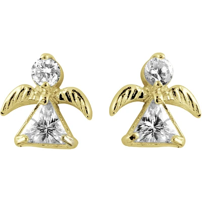 Boucles d'oreilles Enfant Or jaune 14K 'Anges' sertis de Zirconiums cubiques. Color: jaune | Doucet Latendresse