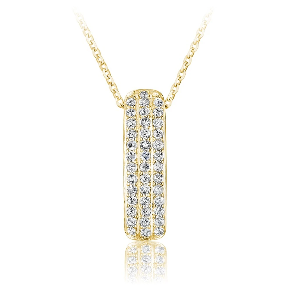 Pendentif triple rang pour femme - Or jaune 10K & Diamants - chaine 18