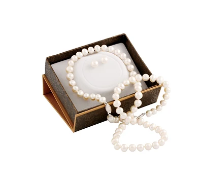 3-piece set for woman - Sterling silver & Fresh water pearls. Color: silver | Doucet Latendresse