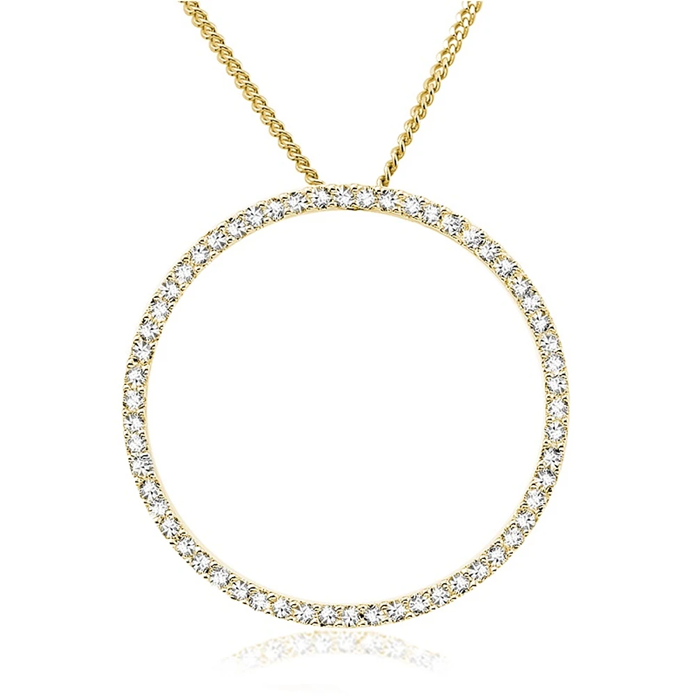 Circle of life pendant for woman - 10K yellow gold & Diamonds - 18